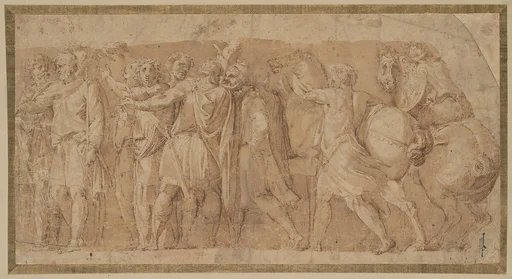 Frieze with Male Figures and Two Horses