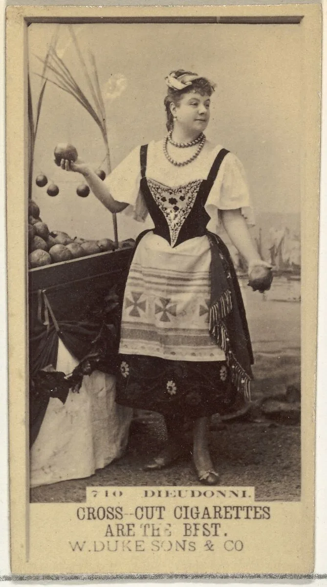 Card Number 710, Dieudonni, from the Actors and Actresses series (N145-3) issued by Duke Sons & Co. to promote Cross Cut Cigarettes — W. Duke, Sons & Co.