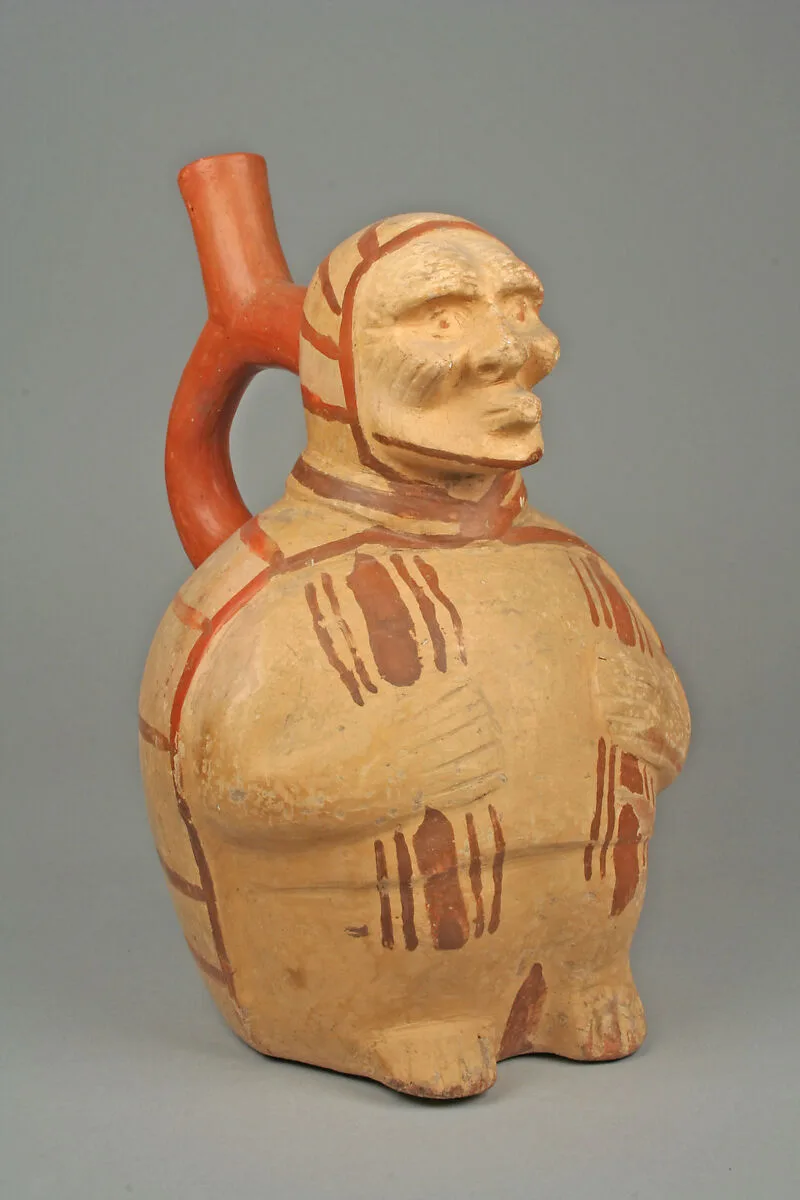 Stirrup Spout Bottle with Figure — Unknown