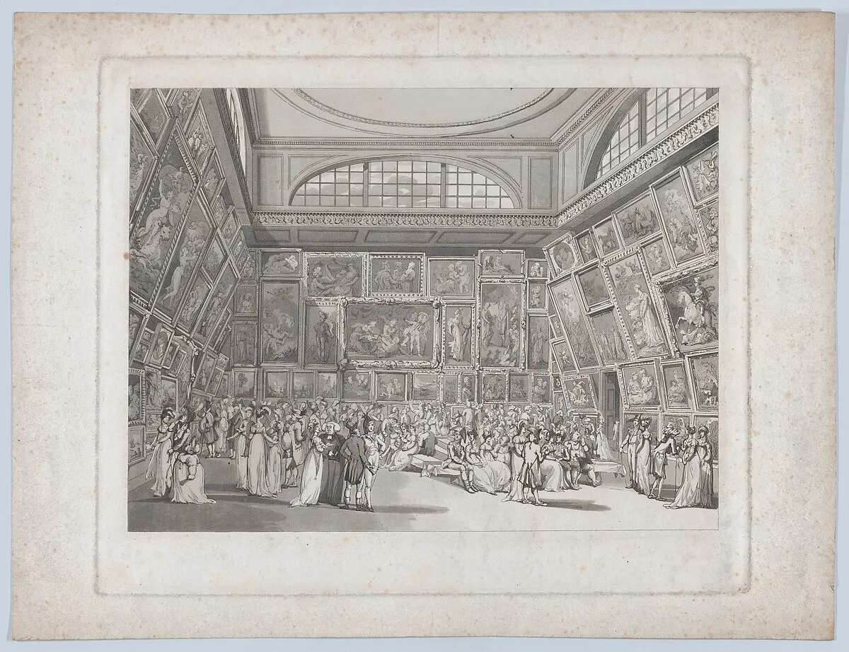 Exhibition Room, Somerset House — Auguste Charles Pugin|Thomas Rowlandson|Rudolph Ackermann, London|John Hill