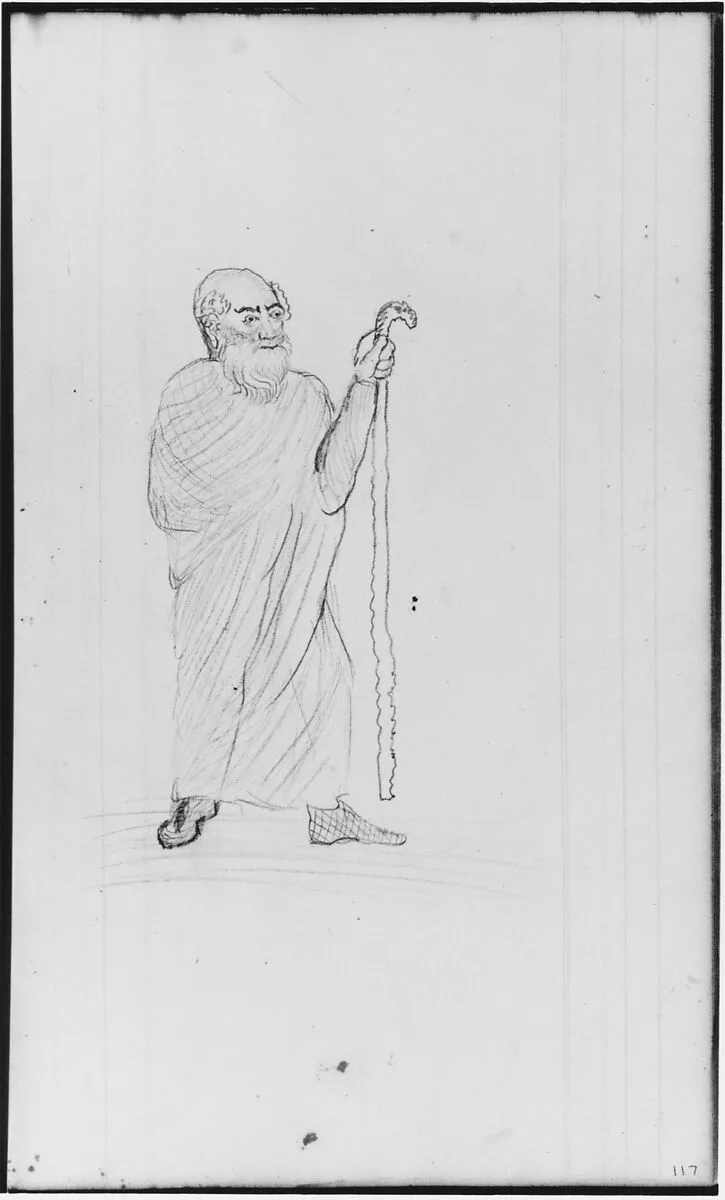 Old Man with Staff (from Sketchbook) — John William Casilear