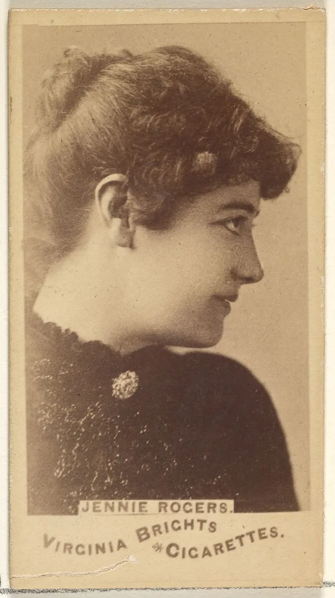 Jennie Rogers, from the Actors and Actresses series (N45, Type 1) for Virginia Brights Cigarettes — Allen & Ginter