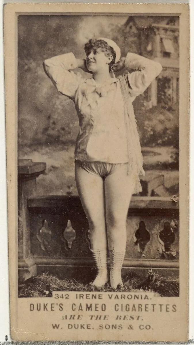 Card Number 342, Irene Varonia, from the Actors and Actresses series (N145-5) issued by Duke Sons & Co. to promote Cameo Cigarettes — W. Duke, Sons & Co.