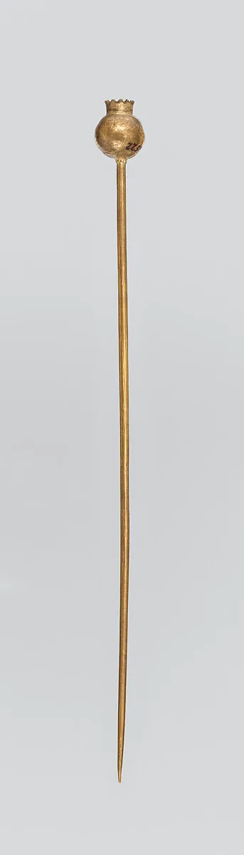 Gold pin with pomegranate head — Unknown
