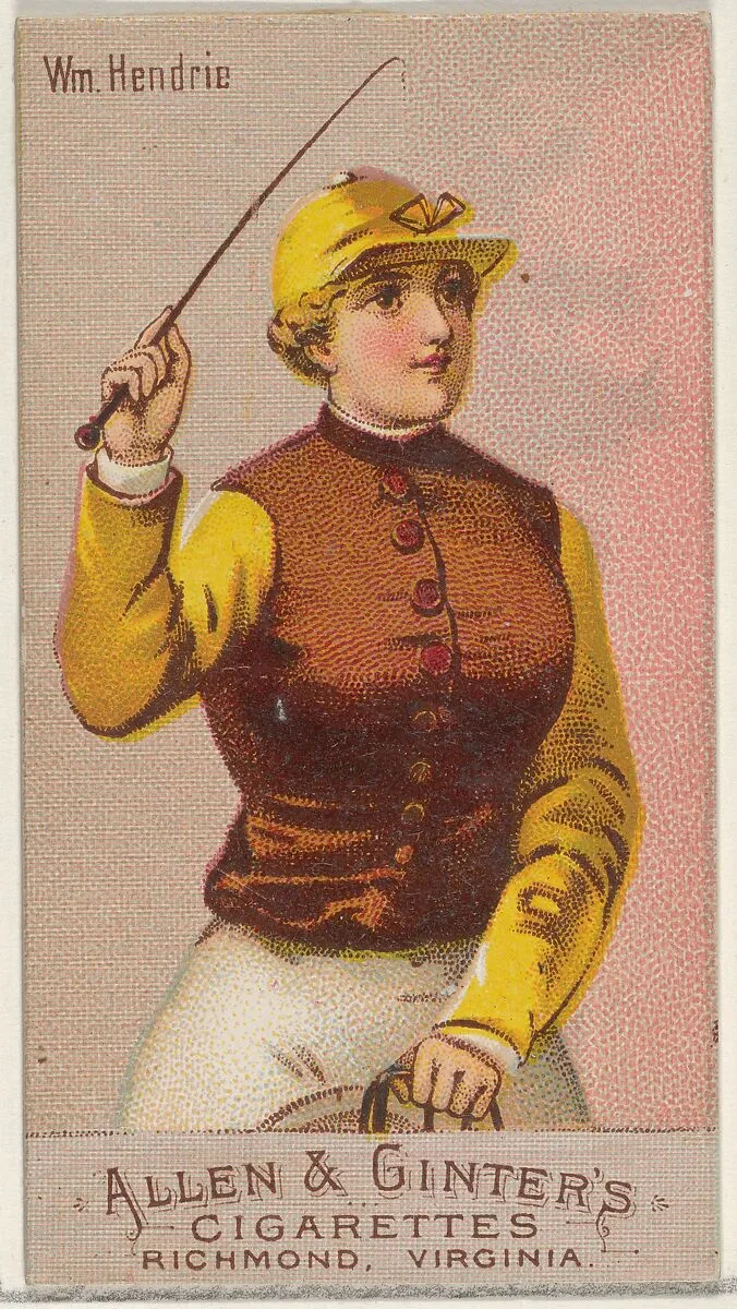 William Hendrie, from the Racing Colors of the World series (N22b) for Allen & Ginter Cigarettes — Allen & Ginter