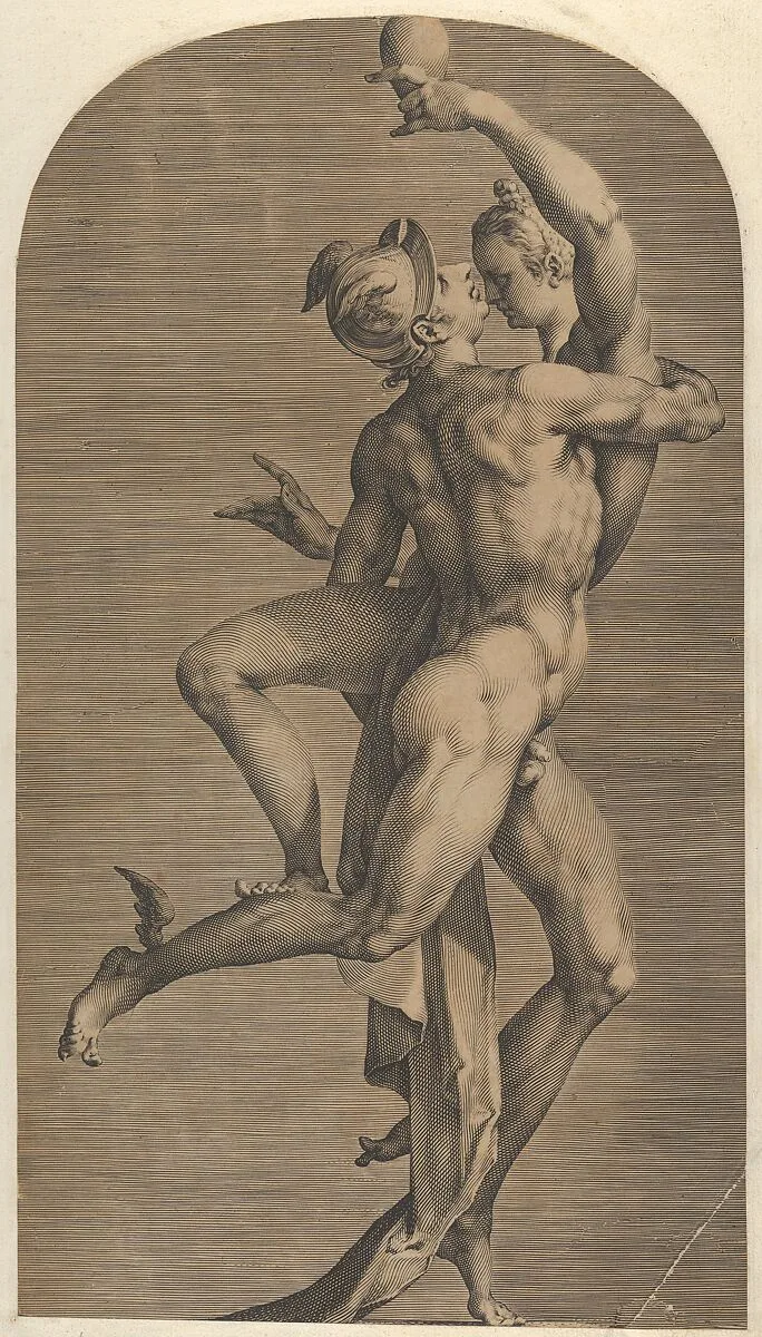 Mercury Abducting Psyche (lateral view Mercury's side), from a set of three views of the sculpture — Adriaen de Vries|Jan Muller