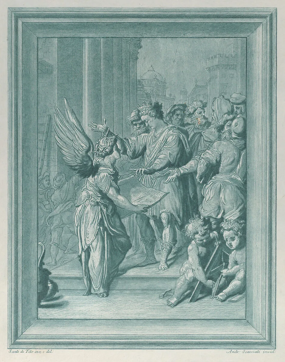 An angel directing the construction of a building — Andrea Scacciati|Santi di Tito