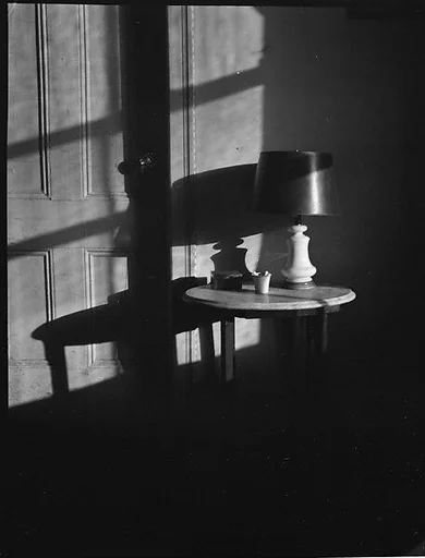 [Interior View of Walker Evans's Apartment Showing Lamp on Table, 441 East 92nd Street, New York City]