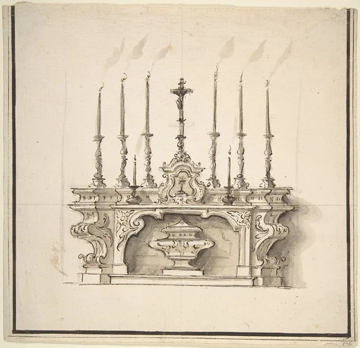 Design for an Altar With Six Large Candelabra