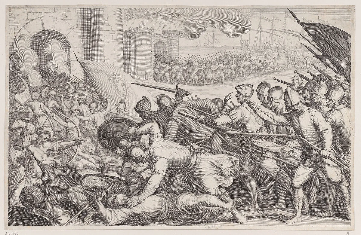 Les Troupes Forcent la Porte d'une Ville (The Troops Force Their Way Through the Gate of a City), from La Vie de Ferdinand Ier de Médicis série appelée aussi Les Batailles des Médicis (The Life of Ferdinand I de'Medici also called The Medici Battles) — Jacques Callot|Matteo Rosselli