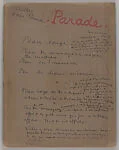 Documents concerning Parade: ["Etudes pour Parade": Cocteau's handwritten notes]