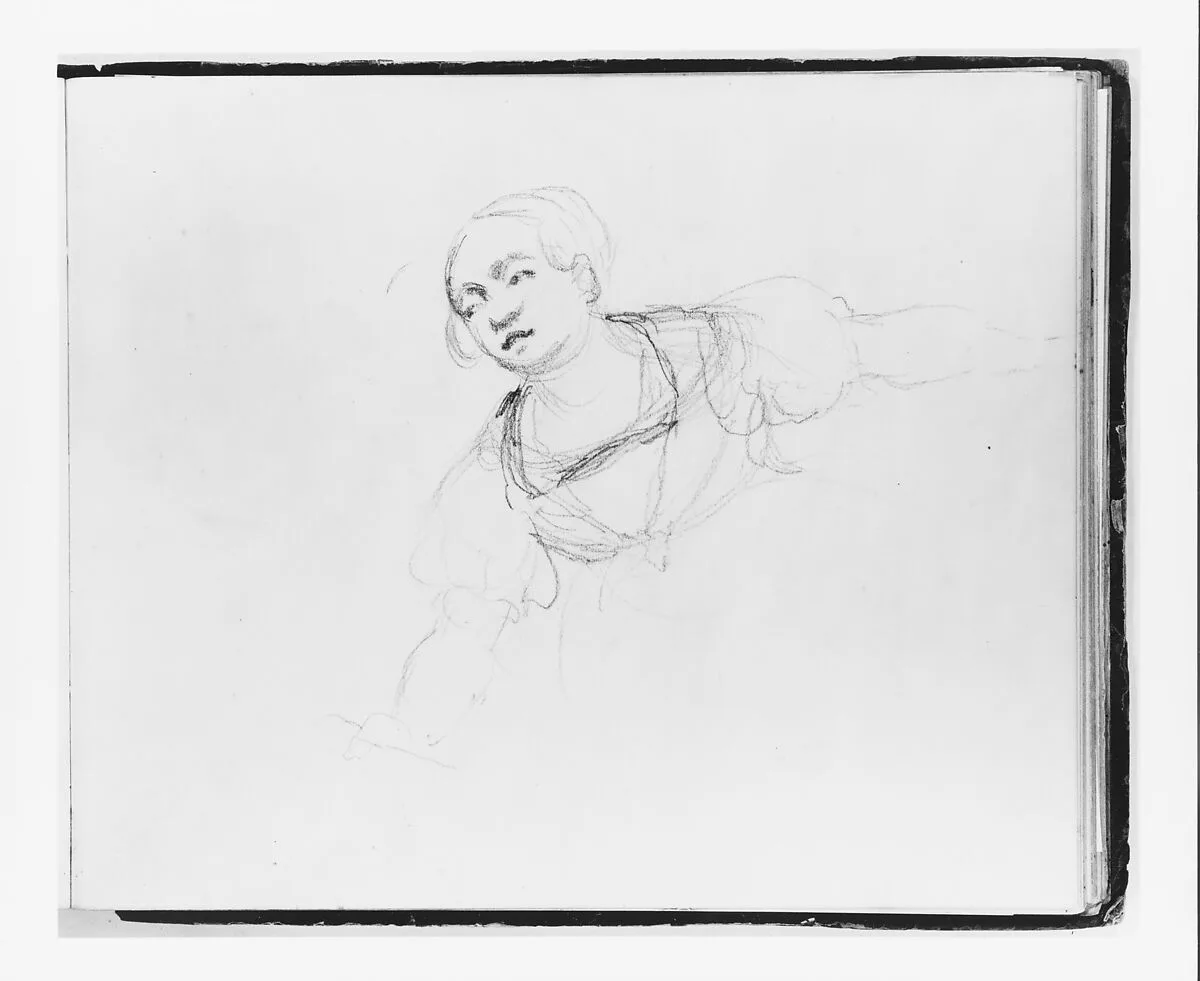 Woman Leaning Right (from Sketchbook) — Francis William Edmonds