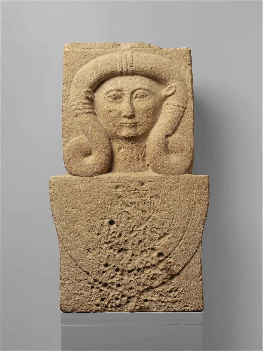 Limestone stele (shaft) with the head of Hathor — Unknown