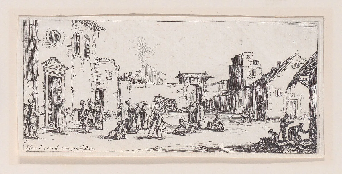 L'Hopital (The Hospital), from Les Petites Misères de la Guerre (The Little Miseries of War), plate 6 — Jacques Callot|Israël Henriet