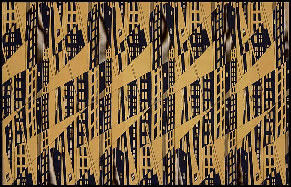 "Americana Print: Manhattan" — Clayton Knight|Stehli Silks Corporation