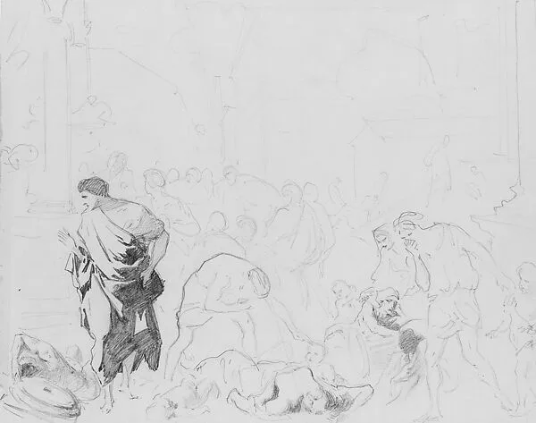 The Plague of Ashod (from Scrapbook) — John Singer Sargent|Nicolas Poussin