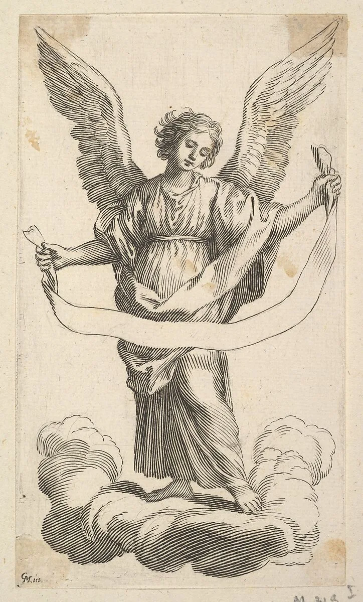 Angel with a Banderole — Claude Mellan
