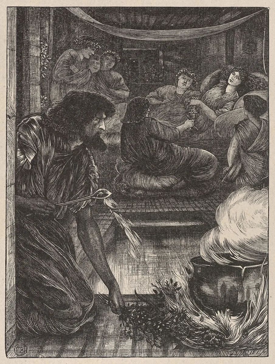 The Parable of the Burning Pot, from "Dalziels' Bible Gallery" — Camden Press|Scribner and Welford|Dalziel Brothers|Sir Edward Burne-Jones