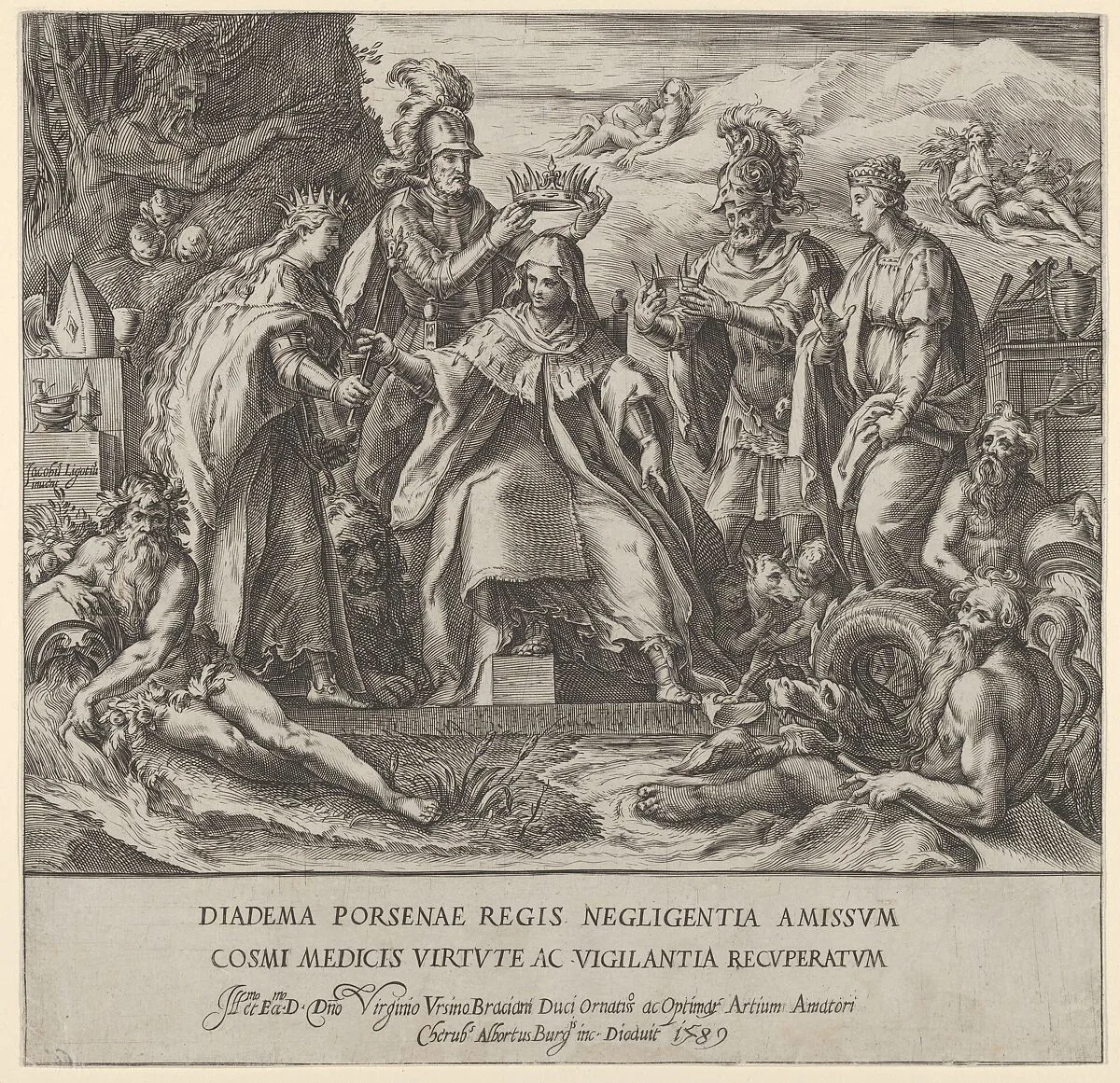 Allegory of the Medici Family with river gods in the foreground and in the clouds at right — Cherubino Alberti (Zaccaria Mattia)|Jacopo Ligozzi