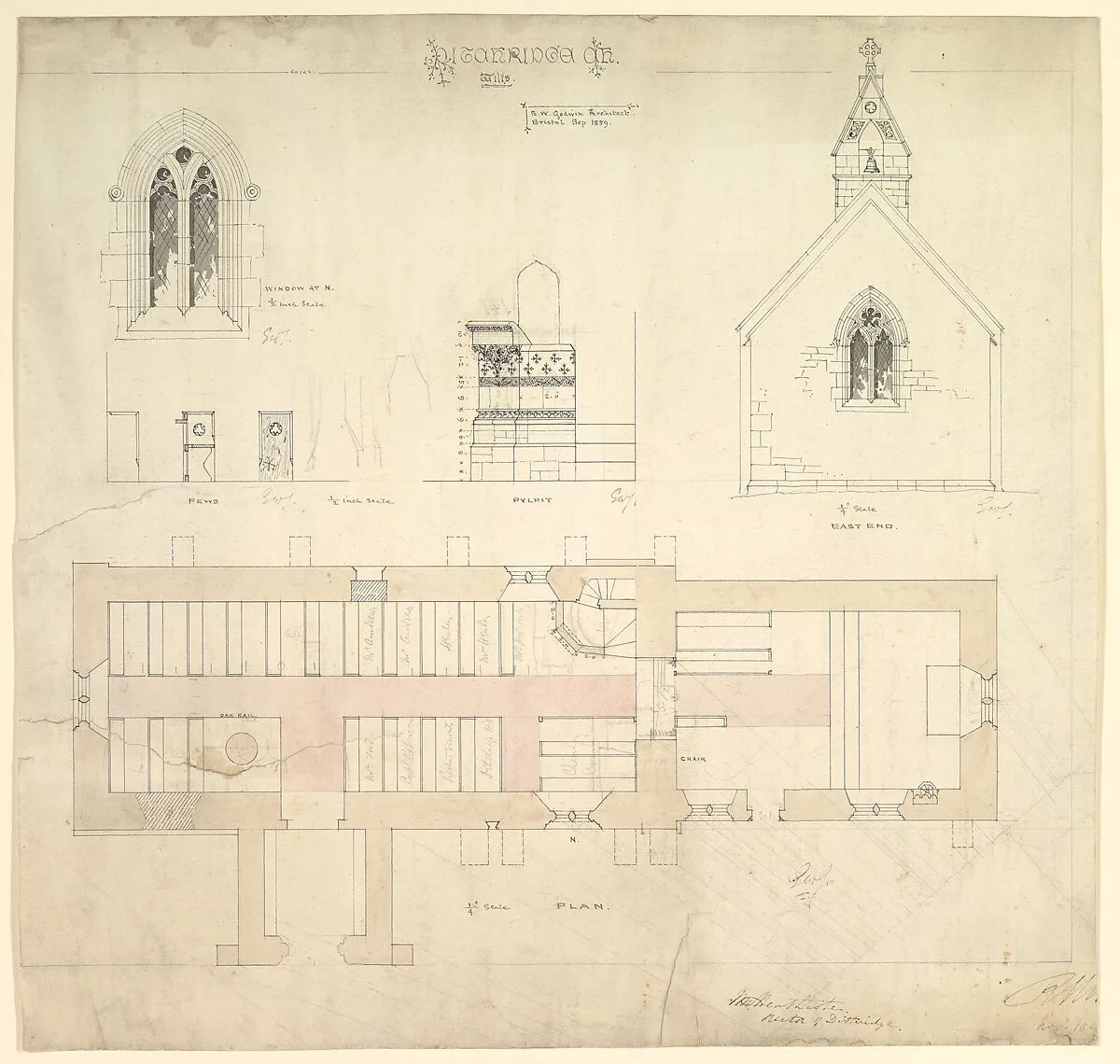 Designs for Ditteridge Church, Wiltshire — Edward William Godwin