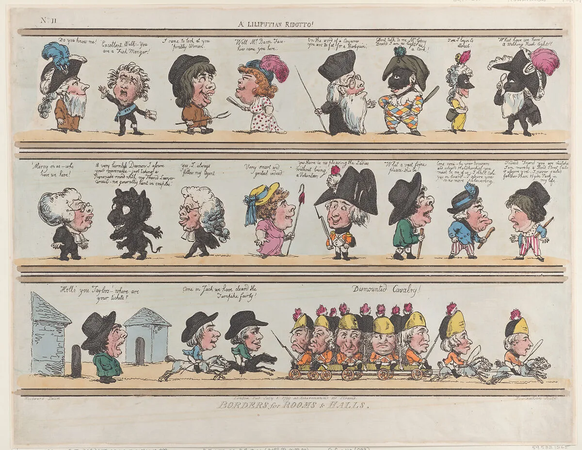 A Liliputian Ridotto!, Borders for Rooms & Halls, Plate 11 — George Murgatroyd Woodward|Thomas Rowlandson|Rudolph Ackermann, London