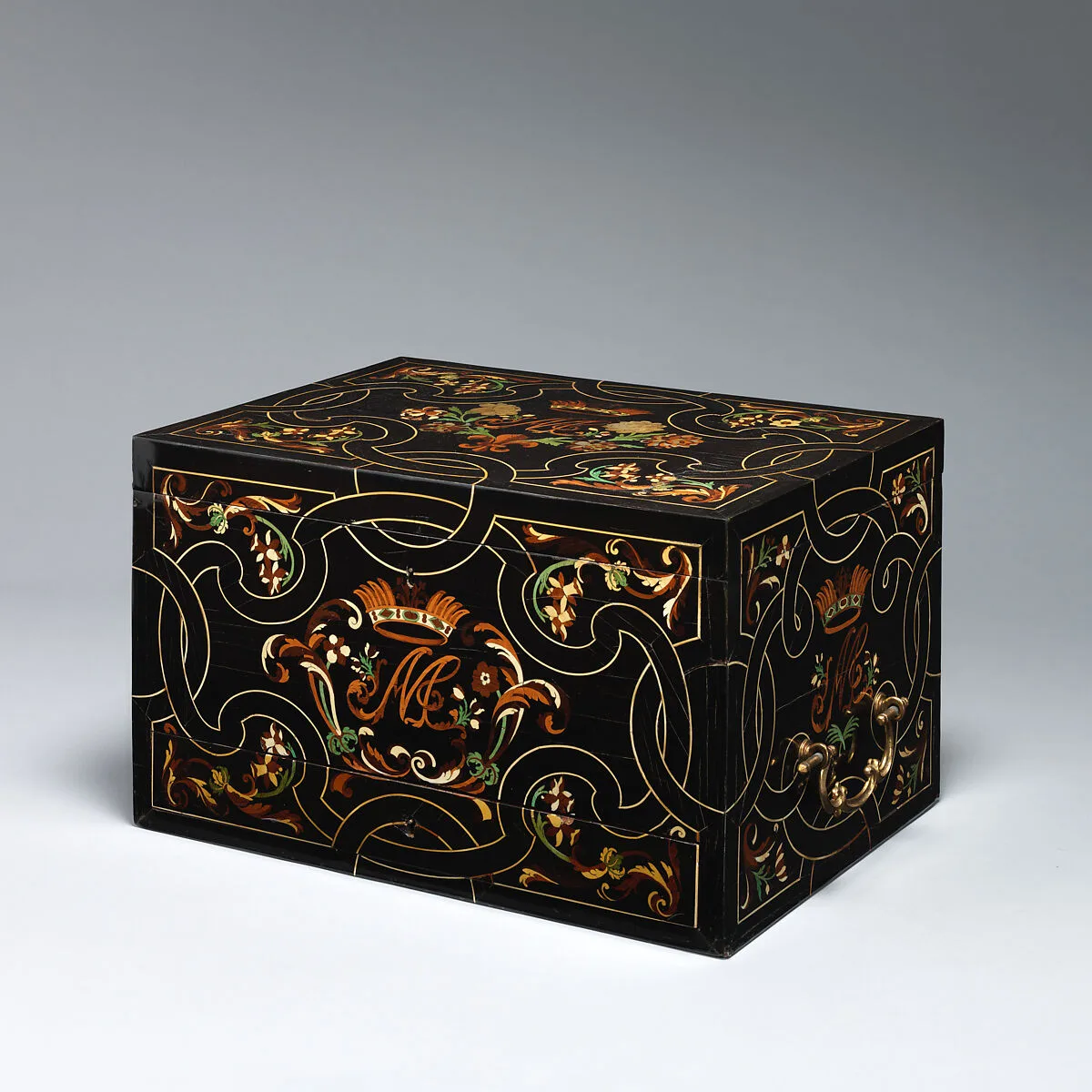 Coffer with inlaid monogram — Unknown