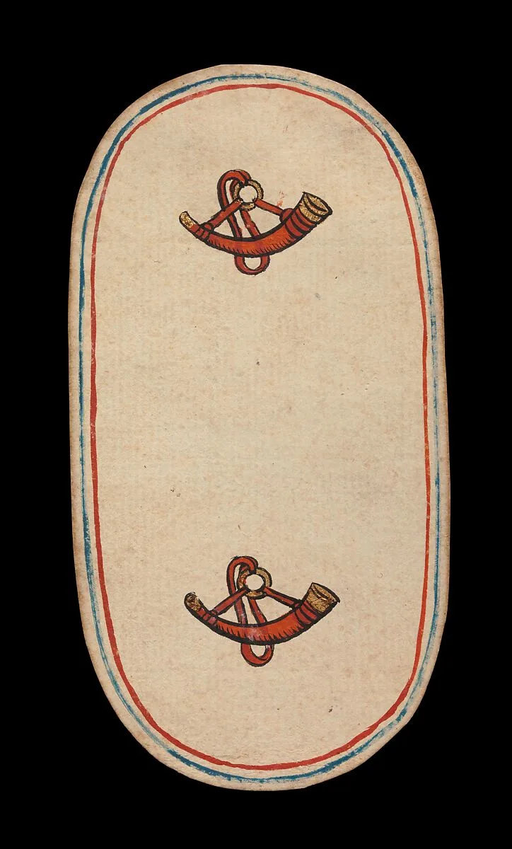 2 of Horns, from The Cloisters Playing Cards — Unknown