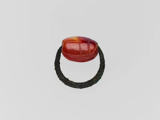 Bronze ring with carnelian scarab