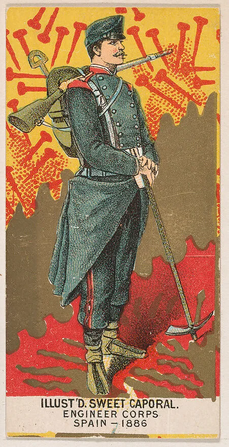 Engineer Corps, Spain, 1886, from the Military Series (N224) issued by Kinney Tobacco Company to promote Sweet Caporal Cigarettes — Kinney Brothers Tobacco Company