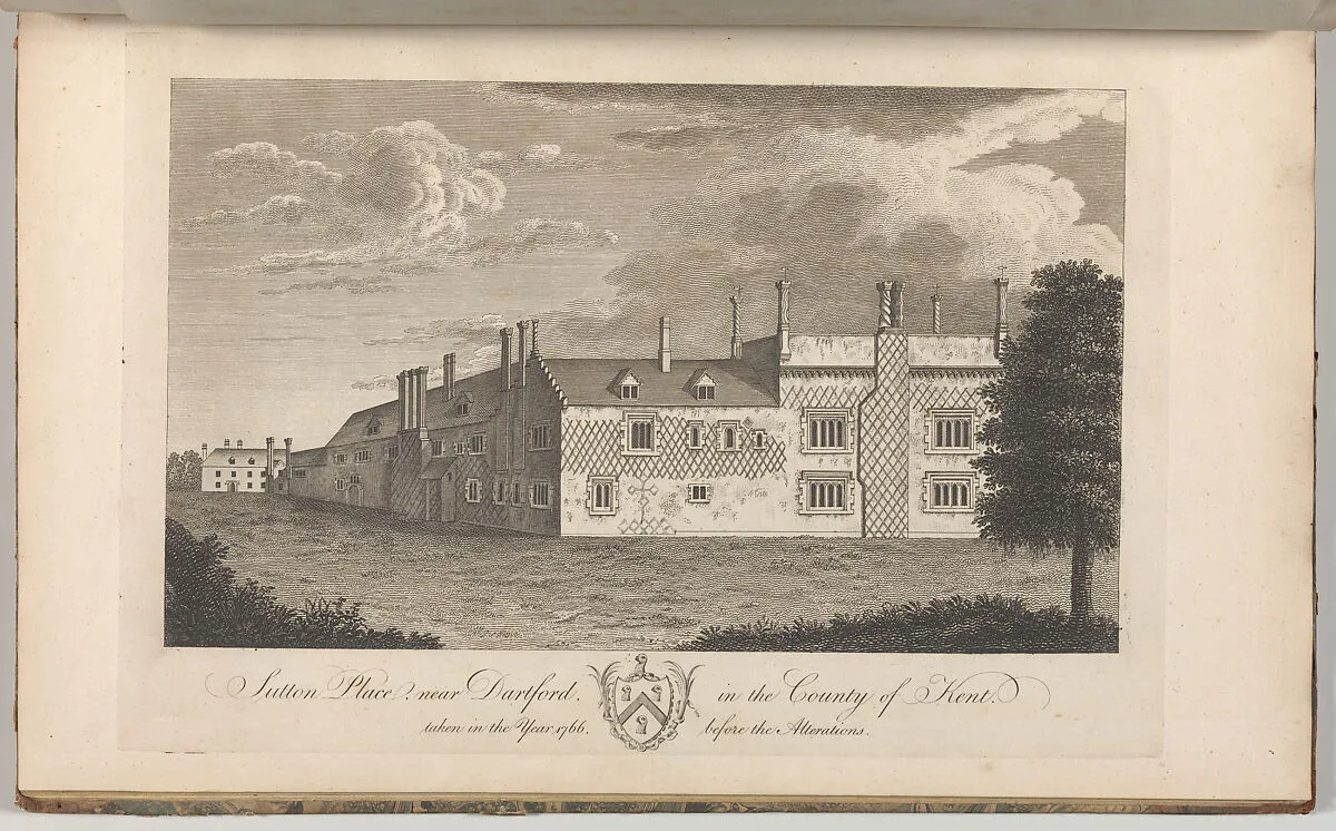 Sutton Place, near Dartford, in the County of Kent, taken in the year 1766, before the alterations, from Edward Hasted's, The History and Topographical Survey of the County of Kent, vols. 1-3 — Anonymous, British, 18th century