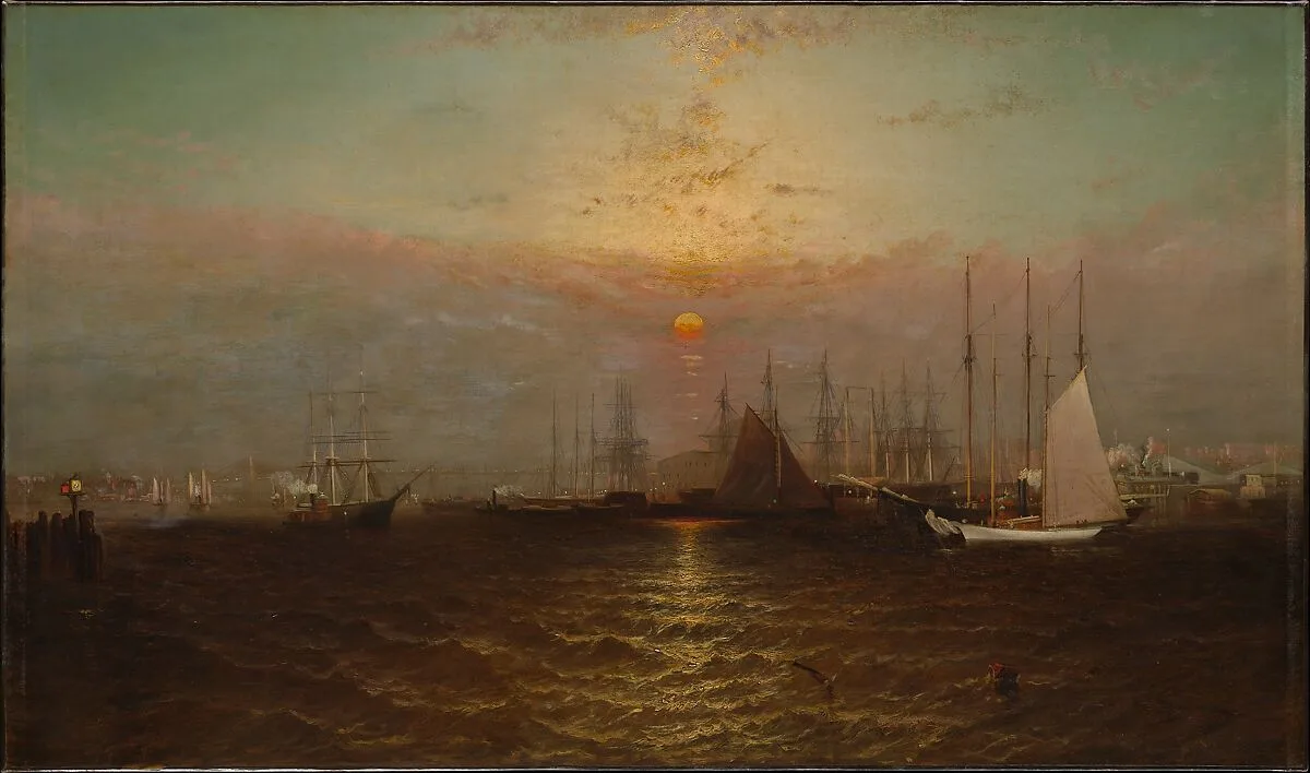 New York Harbor with Brooklyn Bridge — G. Baker