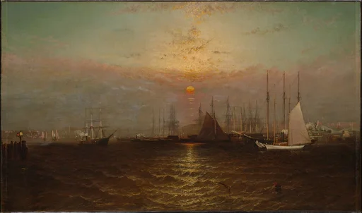 New York Harbor with Brooklyn Bridge