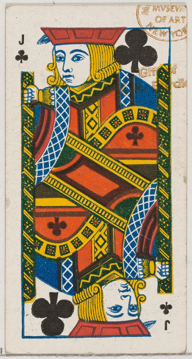 Jack of Clubs (black), from the Playing Cards series (N84) for Duke brand cigarettes — W. Duke, Sons & Co.