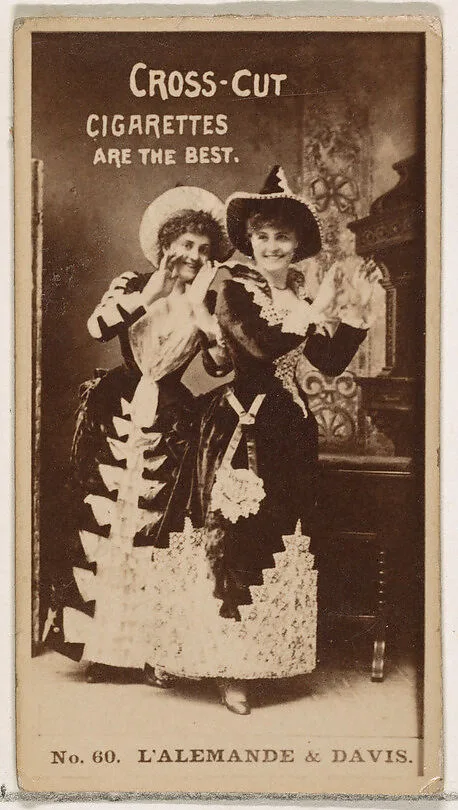 Card Number 60, L'Alemande and Davis, from the Actors and Actresses series (N145-2) issued by Duke Sons & Co. to promote Cross Cut Cigarettes — W. Duke, Sons & Co.