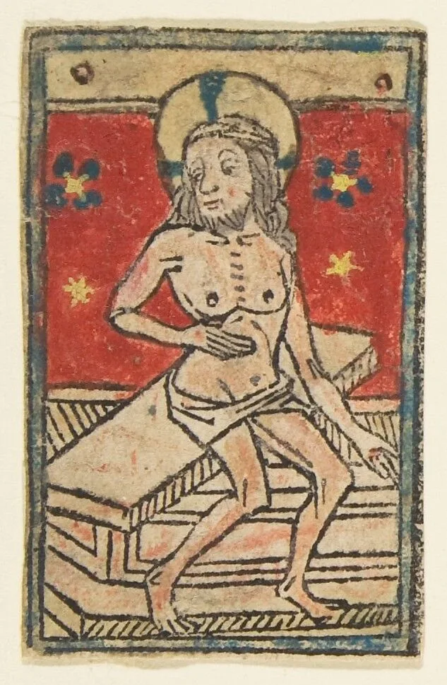 Seated Man of Sorrows (Schr. 910) — Anonymous, German, 15th century