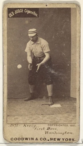 William "Bill" Frederick Krieg, 1st Base, Washington Nationals, from the Old Judge series (N172) for Old Judge Cigarettes