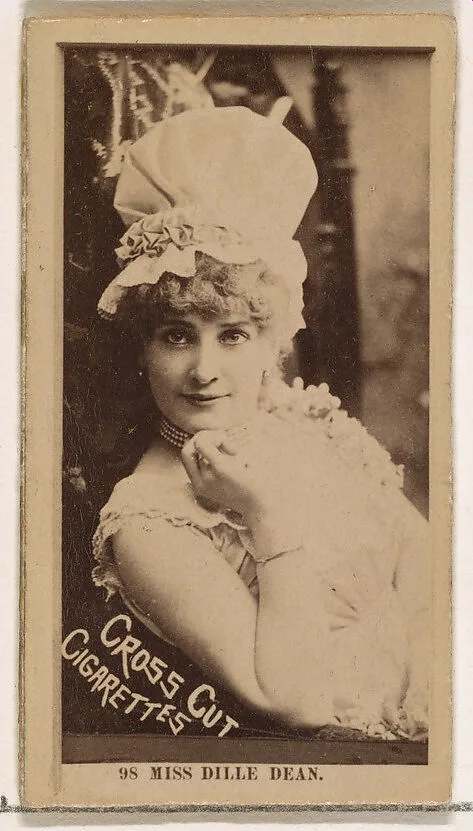 Card Number 98, Miss Dille Dean, from the Actors and Actresses series (N145-2) issued by Duke Sons & Co. to promote Cross Cut Cigarettes — W. Duke, Sons & Co.