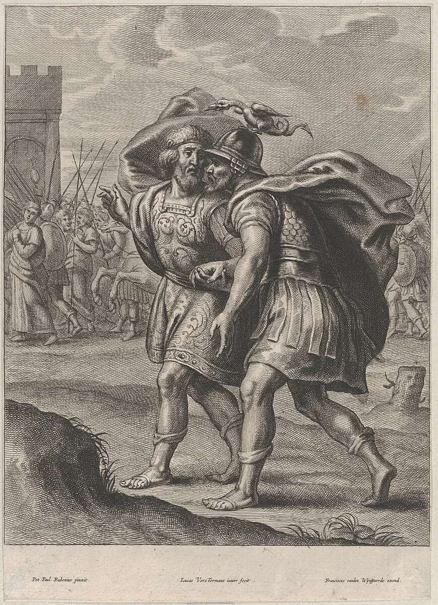Achilles and Priam, in conversation outside of Troy — Frans van den Wyngaerde|Lucas Vorsterman II|Peter Paul Rubens