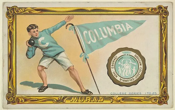 Columbia, version two, part of the College Series cabinet cards (T6) — Murad Cigarettes