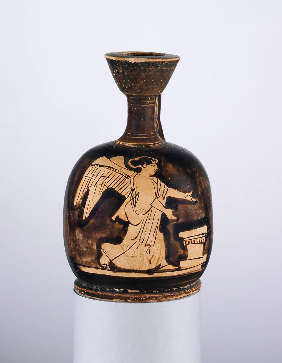 Terracotta squat lekythos — Carlsruhe Painter