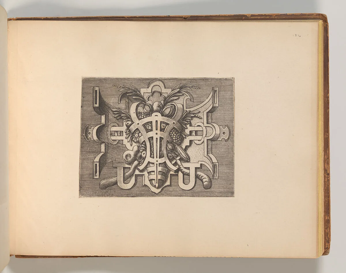 Series of Cartouches, in: Targhe ed altri ornati di varie e capricciose invenzioni (Cartouches and other ornaments of various and capricious invention, page 42) — Cornelis Bos