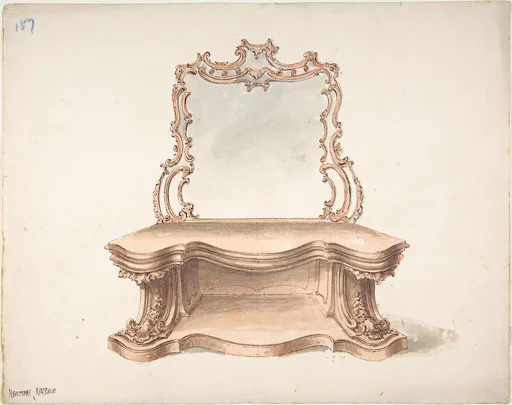 Design for Curvilinear Side Table with Mirror