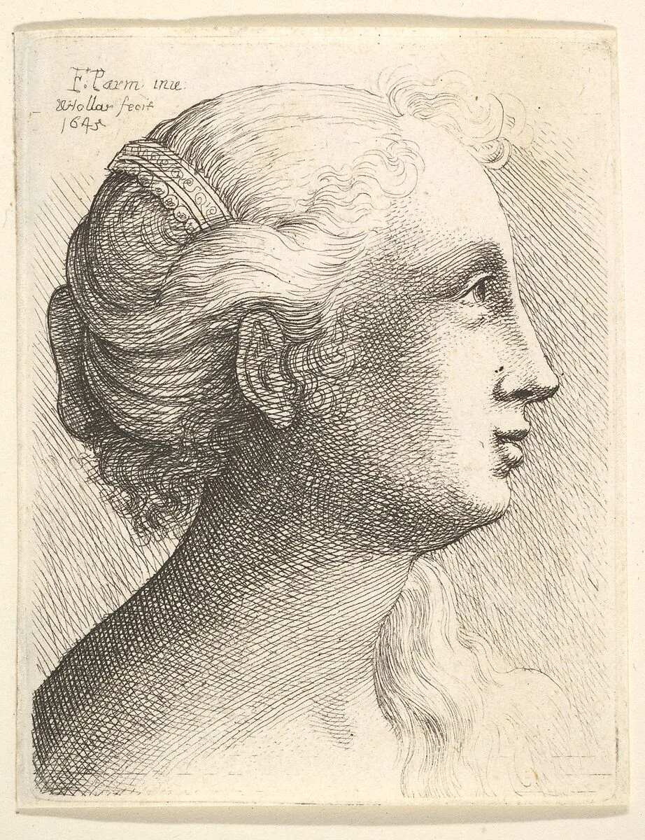 Head of a young woman in profile to right — Parmigianino (Girolamo Francesco Maria Mazzola)|Wenceslaus Hollar