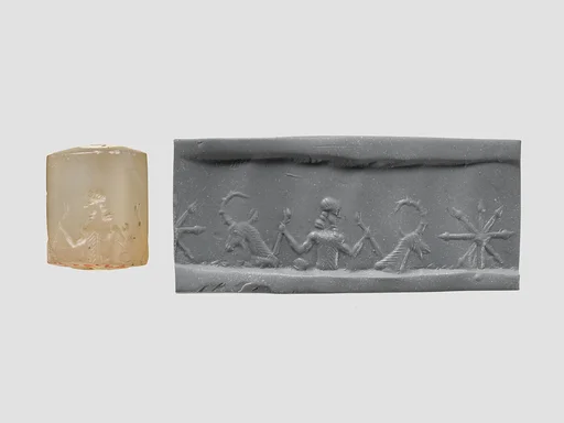 Cylinder seal with three-figure contest scene