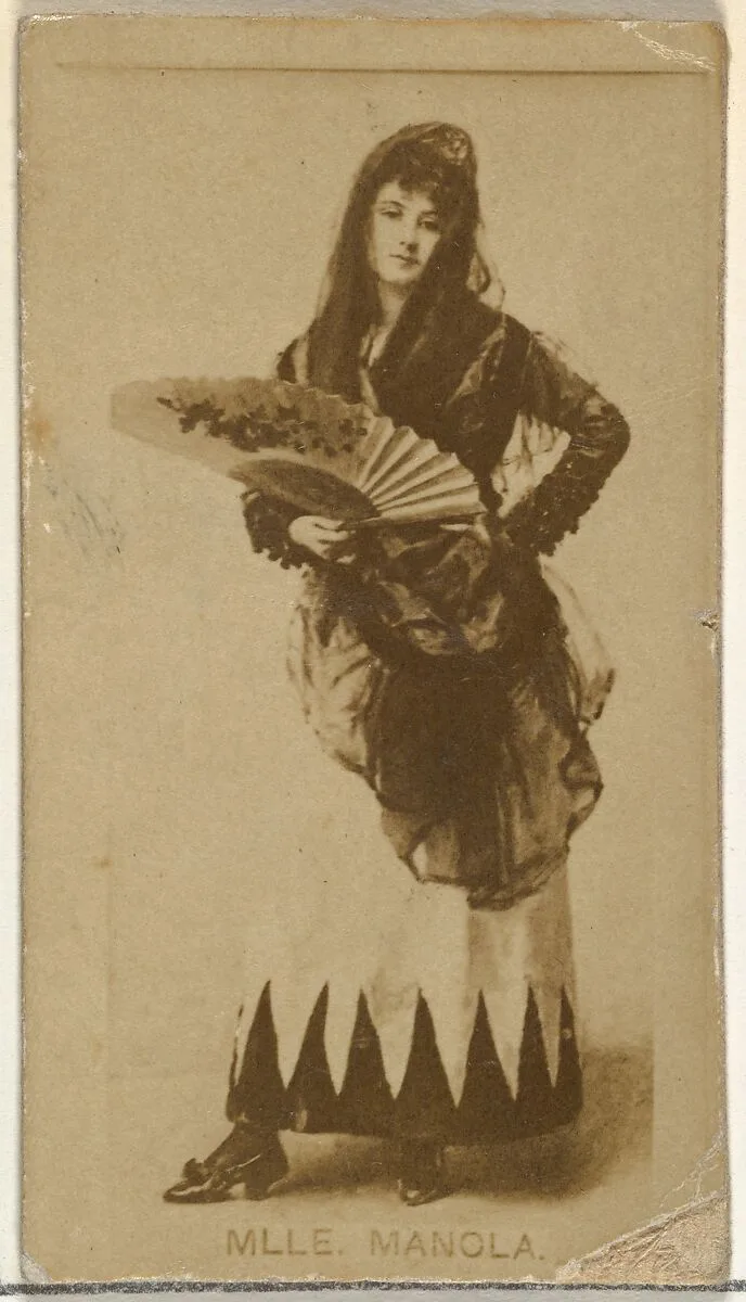Mlle. Manola, from the Actors and Actresses series (N145-8) issued by Duke Sons & Co. to promote Duke Cigarettes — W. Duke, Sons & Co.|American Tobacco Company