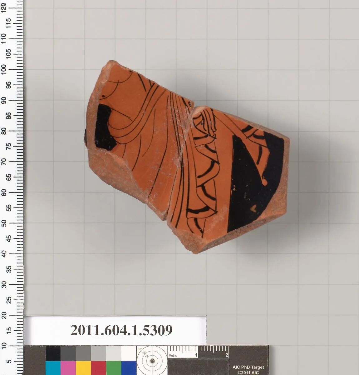 Terracotta fragment of a kylix (drinking cup) — Chairias Painter