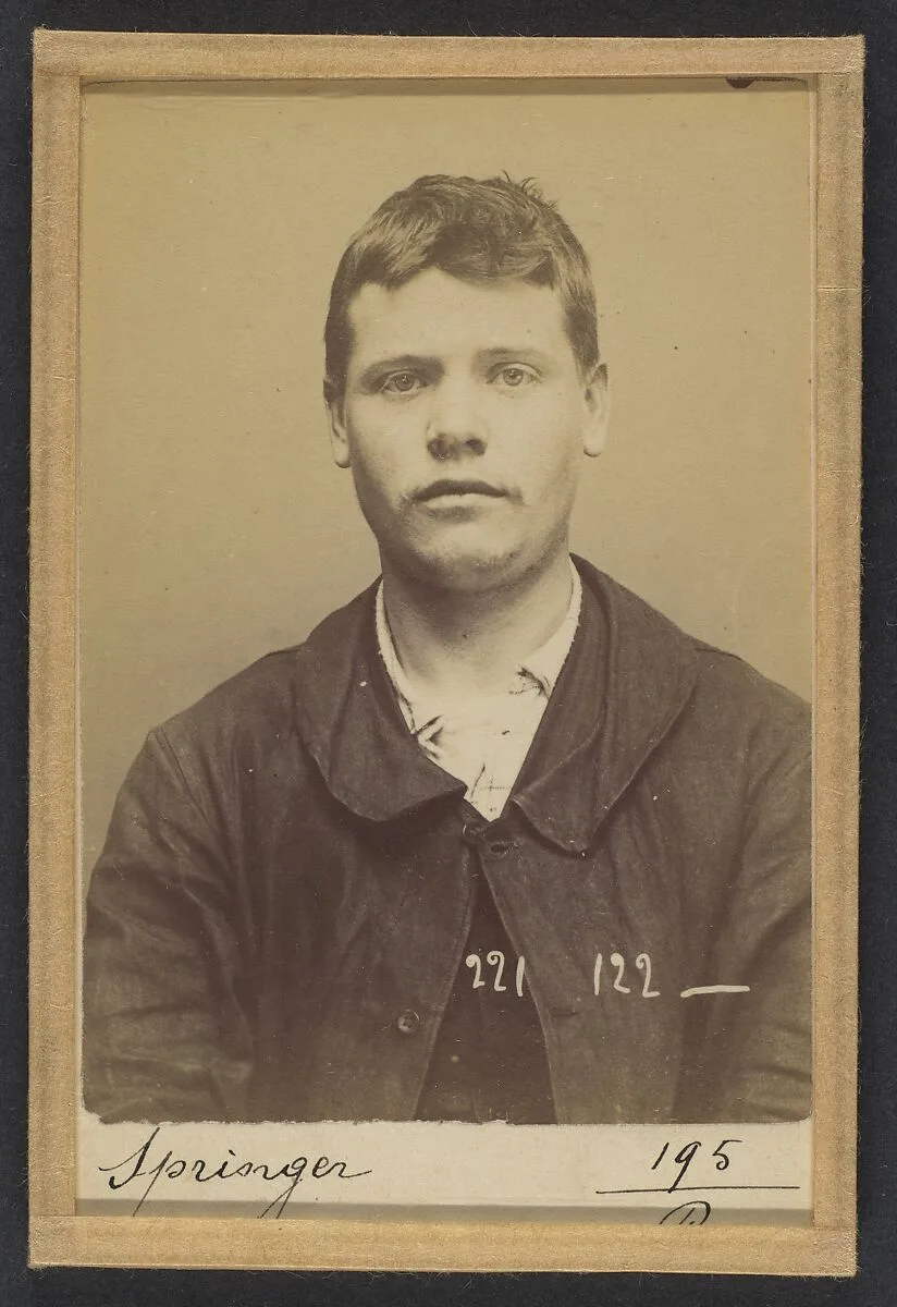Springer. François. 21 ans, né le 17/9/72 à Duisburg (Allemagne). Menuisier. Anarchiste. 17/7/94. — Alphonse Bertillon