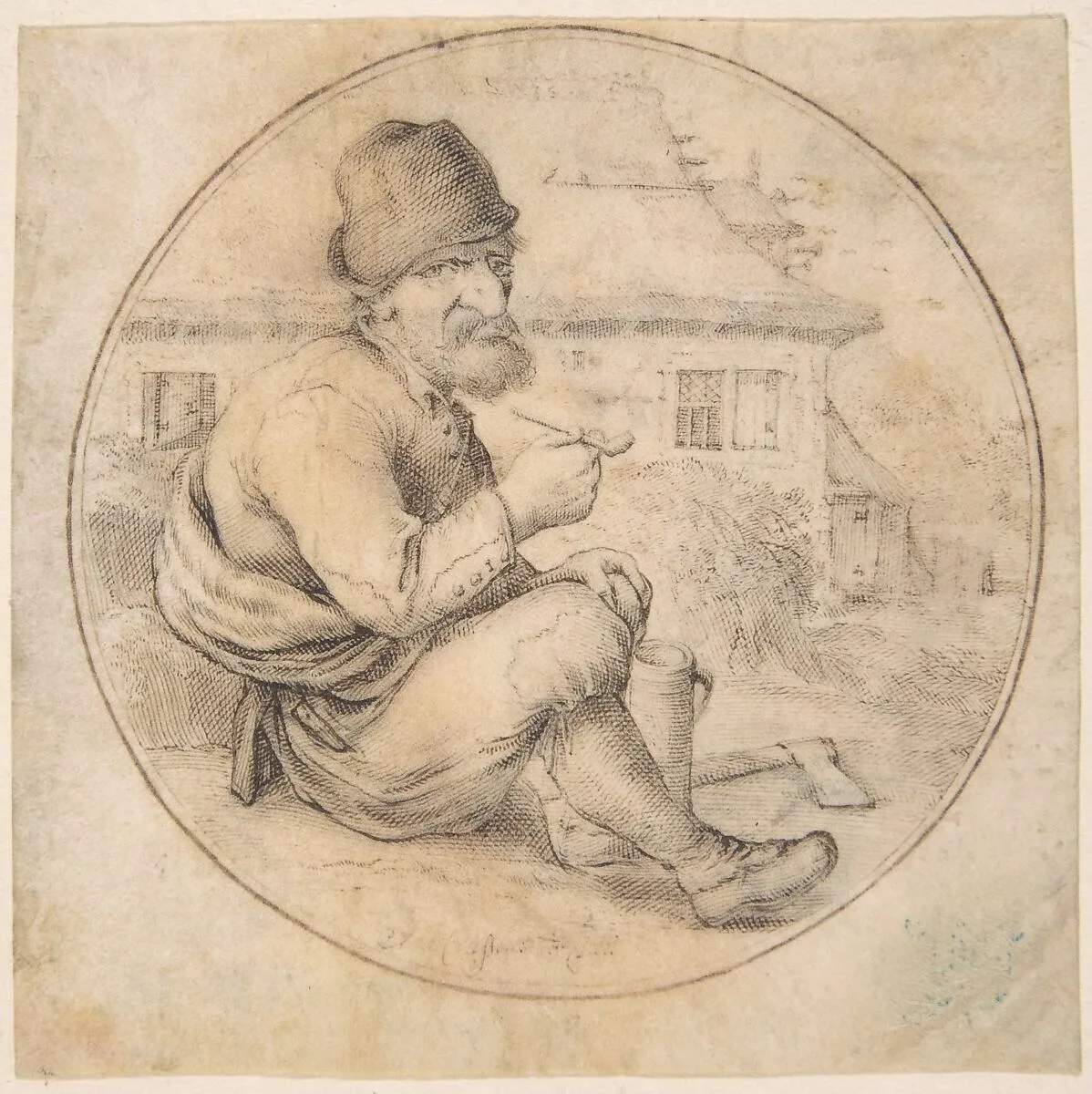 Seated Old Man Holding a Pipe — Anton Crussens