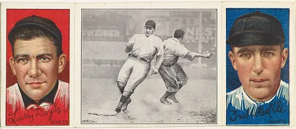 "Easy for Larry," with Fred Merkle and Lawrence Doyle, from the series Hassan Triple Folders (T202) — Hassan Cigarettes