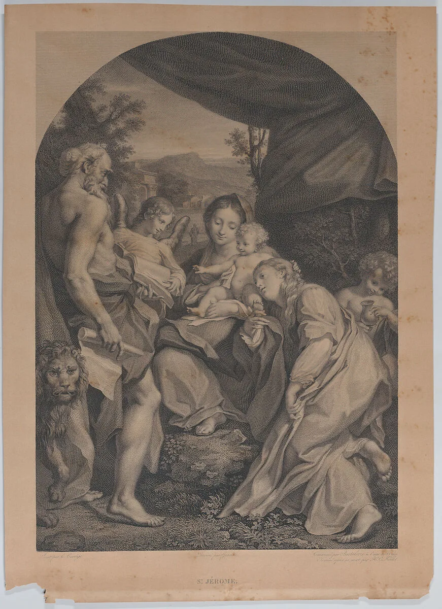 Virgin and Child with Saint Jerome at left — Correggio (Antonio Allegri)|Henri-Charles Müller|Francesco Bartolozzi